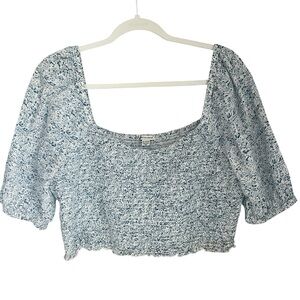 American Eagle Floral Smocked Sweetheart Neck Top